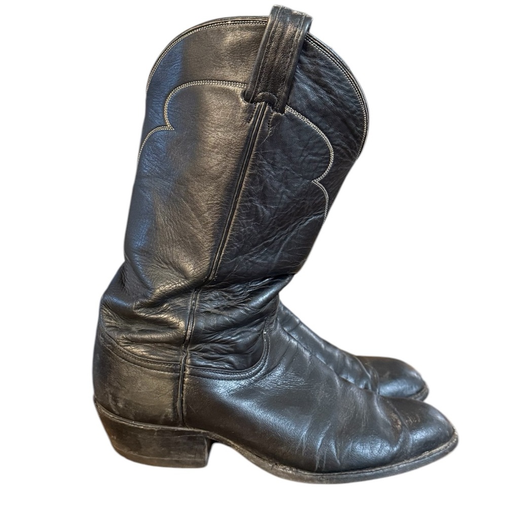 Tony Lama Black Bullhide Leather Men's Boots Size 10 D